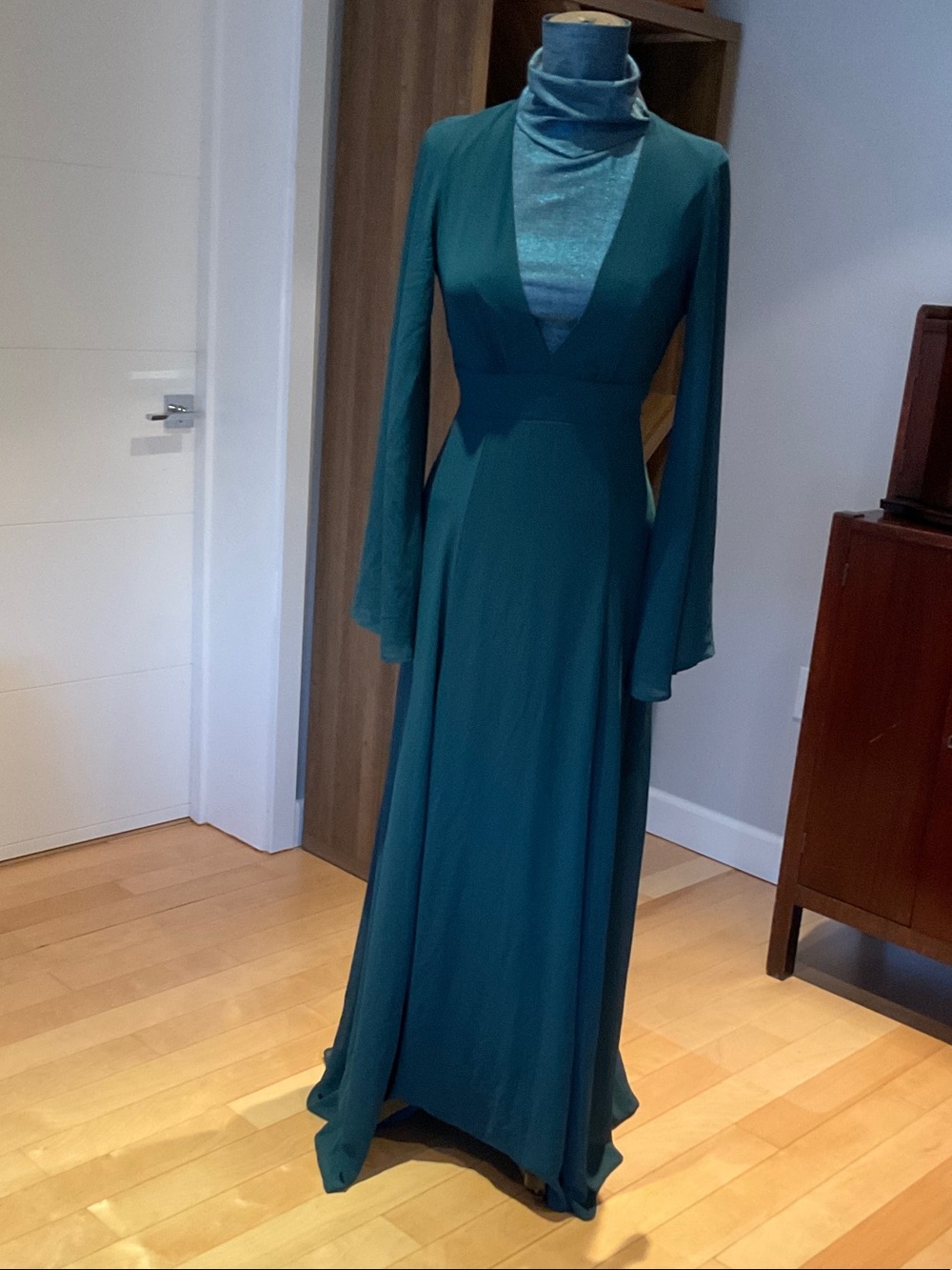 Show Me Your MuMu Teal Long Sleeve Maxi Dress